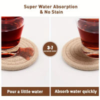 Juego De 8 Tapetes De Vino Tejidos Resistente Al Calor Absorbentes Para Bebidas Como El Café Y El Té Accesorio Decorativo Ecológico - details 0