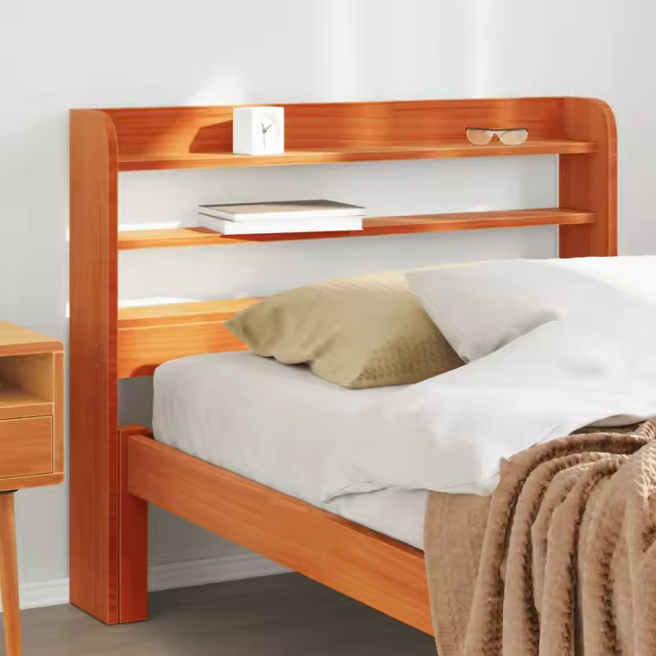 Cabecero de cama con estantes madera maciza pino marrón 75 cm - 1