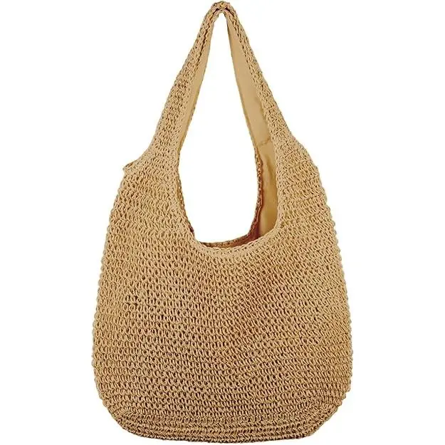 Mujeres Bolso Grande de paja Ratán Playa Bolso Hobo Bolsos Verano Tejido a Mano Bolso de paja - 1