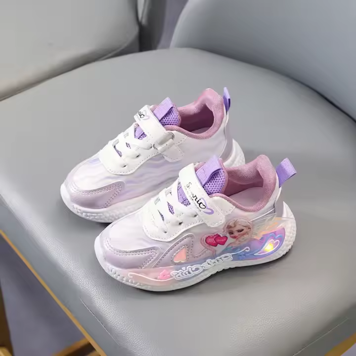 Zapatos De Niños LED Coloridos Frozen Princesa Tenis Infantiles Para Niñas Suela De Goma Transpirables Tallas Para 7-12m Hasta 7-12Años - 1