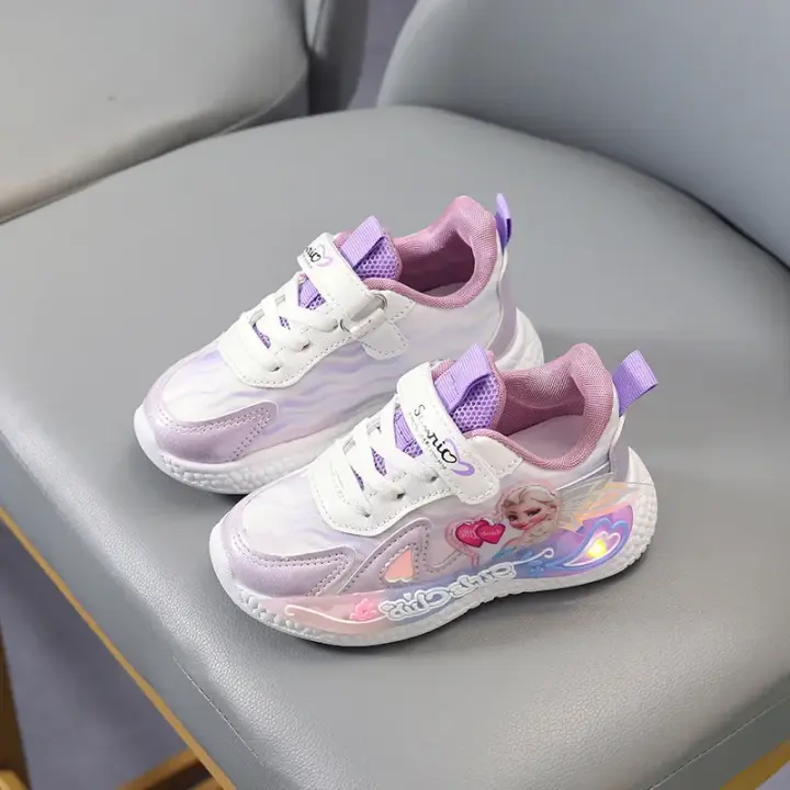 Zapatos De Niños LED Coloridos Frozen Princesa Tenis Infantiles Para Niñas Suela De Goma Transpirables Tallas Para 7-12m Hasta 7-12Años - 1