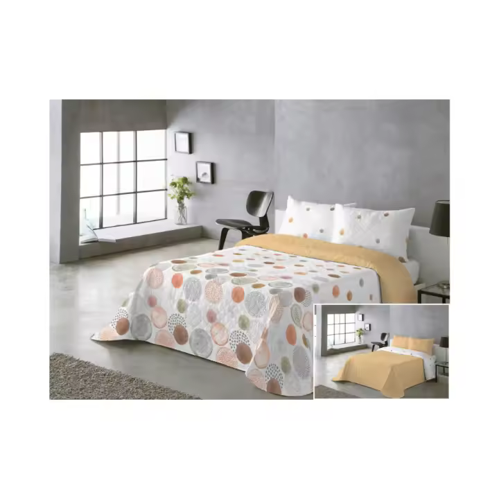 Colcha multiuso REVERSIBLE  ESTAMPADA  círculos cama 90cm 105cm 135cm 150cm - 1