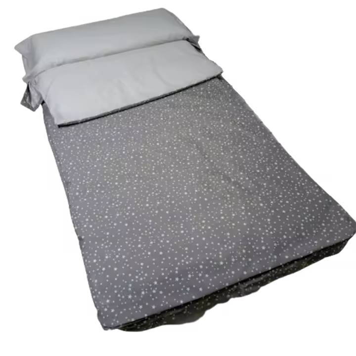 ROYAL Saco Nórdico Nido Gris Estrellas Cama 90 Con Cremallera y Fuelle Sin Relleno. Ideal para no destaparse al dormir, muy fácil de hacer la cama - 1