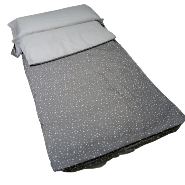 ROYAL Saco Nórdico Nido Gris Estrellas Cama 90 Con Cremallera y Fuelle Sin Relleno. Ideal para no destaparse al dormir, muy fácil de hacer la cama - 1