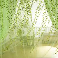 Cortinas Verdes De Hojas De Sauce 2 Paneles Diseño De Estampado Transparentes Cortina Voile Para Decoración De Habitaciones Y Salones - details 17