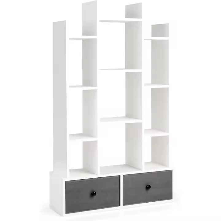 COSTWAY Estantería Librería de 12 Niveles con Cajón,Madera - 1