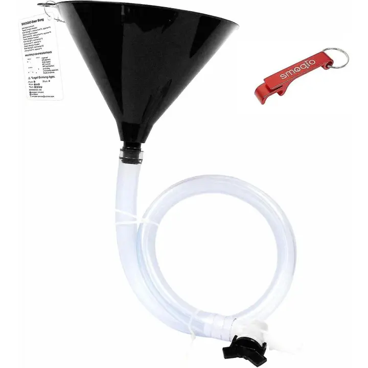 Embudo de Bong de cerveza doble cabezal negro con válvula, Abrebotellas de bonificación, embudo de bebida con material Premium, 1 paquete - 1