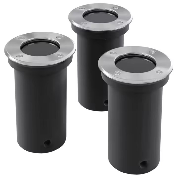 vidaXL Focos LED empotrables de suelo de jardín redondos 3 uds - 1
