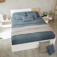 Meimon ETHNA Conjunto Dormitorio: Cabezal para cama de 160 cm y 2 mesitas de noche con 2 cajones cada una, guías metálicas, patas ABS ocultas, melamina TIPO E1, cantos en PVC, acabado Blanco Artik Natur, incluye herrajes de fijación a pared - details 3