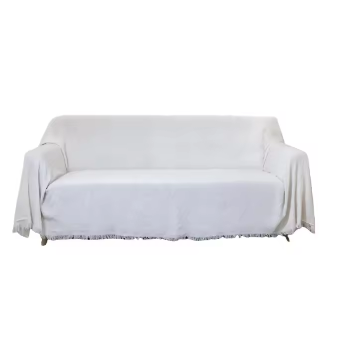 Colcha multiuso 85% algodón reciclado 15% poliéster diseño diamantes beige - 1