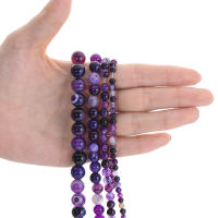 Piedras De Agato Moradas Naturales Redondas Para La Creación De Joyas Pulseras Y Accesorios DIY Tamaños 4/6/8/10/12 Mm - details 1