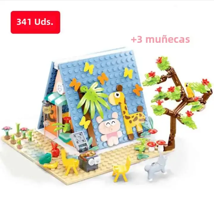 Hotel Para Gatos De La Ciudad Con Jardín Y Villa Sakura Bloques De Construcción A-Frame Para Niñas Casa De Animales Regalo Ideal - 1