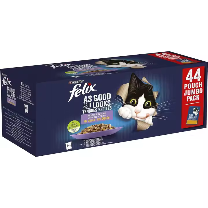 Felix Purina Fantastic Comida Húmeda para Gato Adulto Pack Surtido, 44 sobres - 1