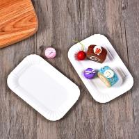100Pcs Bandeja Rectangular Para Pastel De Papel Blanco Utensilios De Cena Desechables Tamaño 16*10.5 Cm Material Plástico - details 8