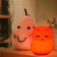 Búho Noche de Luz LED Sensor Táctile de Control Remoto 9 Colores Temporizador Regulable Recargable de Silicona Lámpara de Noche para Los Niños Of The Baby Gift - details 9