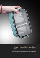 Caja De Almuerzo De Acero Inoxidable 304 Para Adultos Y Niños Escuela Oficina 1/2 Capas Microwaviable Portátil Contenedores De Alimentos Con Cuadrícula Bento - details 13