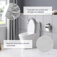 Juego De 2 Cubiertas De Tanque De Inodoro En Veludo Cómodo Accesorio De Baño Universal Tapete De Almohadilla Para Inodoro Material De Algodón Linter - details 2