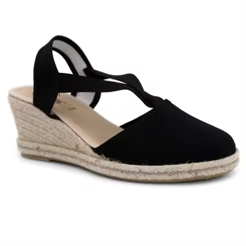 Alpargatas mujer cintas elásticas 5350 con cuña 6.5cm. Hecho en España - 1