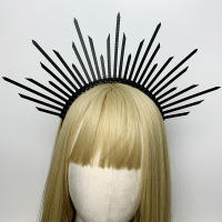 Halocrown Tiara Griega Barroca De Mujer Adorno De Cabello Estilo Solar De Diosa Accesorio De Moda Para Fiestas Material Plástico - details 5
