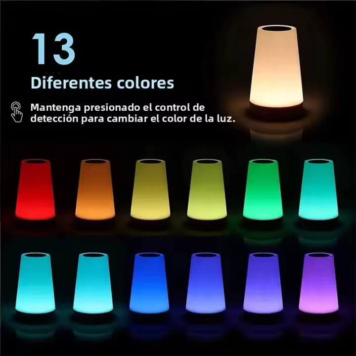 Lámpara De Noche Recargable USB Con Control Remoto Y Toque 13 Colores Cambiables Y Luz RGB Portátil Para Dormitorio Y Habitación - 1