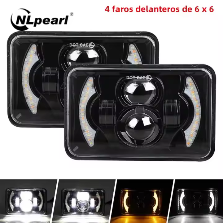NLpearl Faros LED Para Coche 4"x6" Con Medio De Alta Y Baja Y DRL Amarillo Blanco Para H4651 H4652 H4656 H4666 Conversión De Camión off Road - 1