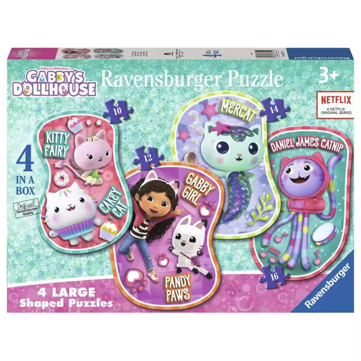RAVENSBURGER 4 PUZLES PROGRESIVOS CON FORMAS DE LA CASA DE MUÑECAS DE GABBY 10/12/14/16 PIEZAS, 03170, TIENDA CON LICENCIA OFICIAL - 1