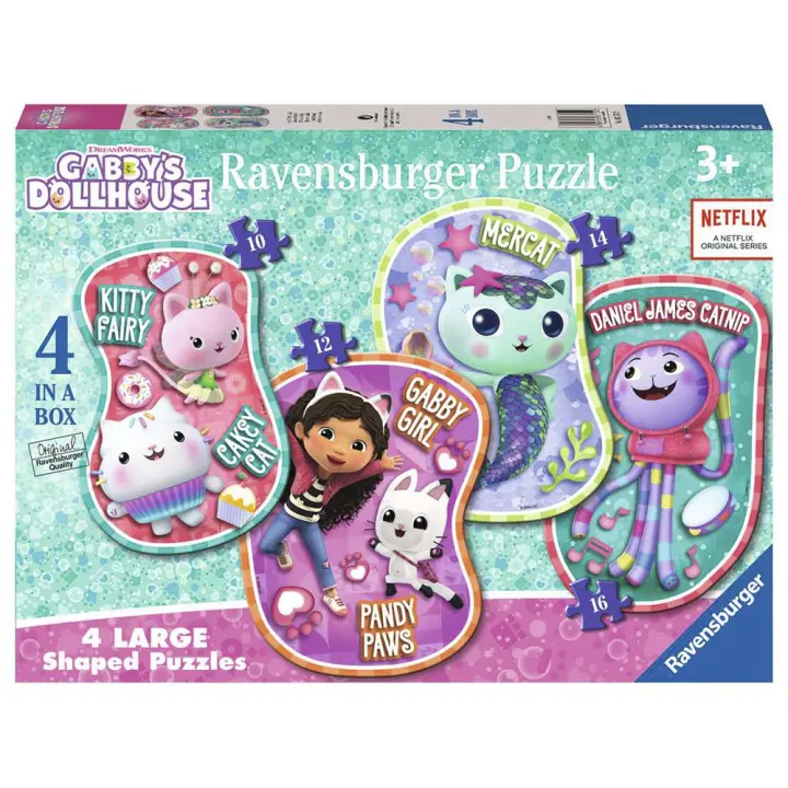 RAVENSBURGER 4 PUZLES PROGRESIVOS CON FORMAS DE LA CASA DE MUÑECAS DE GABBY 10/12/14/16 PIEZAS, 03170, TIENDA CON LICENCIA OFICIAL - 1