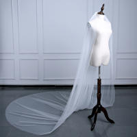 Velo De Novia Blanca Imitación De Oso Pardo 3 Metros Catedral Un Capa Largo Borde Corte Mujer Vestido De Novia 2024 - details 5