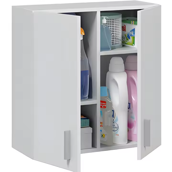 Armario Multiusos para Colgar en Pared con 2 Puertas - HOGARDECORA, 59 cm x 60 cm x 26,5 cm – Blanco - 1