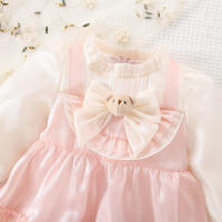 Vestido Lolita Para Bebé Niña 0-3 Años Con Doble Encaje Y Lazo Falso Dos Piezas Estilo Princesa Dulce Para Fiesta De Cumpleaños Primavera Otoño Material Algodón Y Poliéster Silueta A-line Manga Completa Longitud De Rodilla - details 15