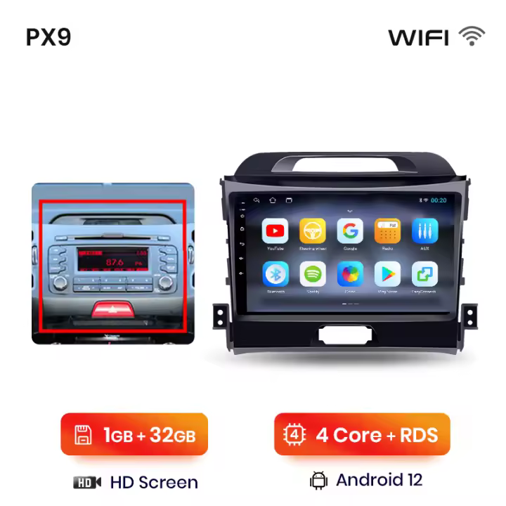 AWESAFE inalámbrico CarPlay Android Auto Radio para KIA Sportage 3 2010 2011 2012 2013 2014 2015 2016 coche reproductor multimedia GPS 2 din autoradio volante controles RDS Bluetooth - 1