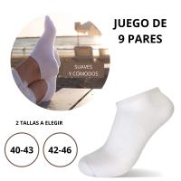 Calcetines Cortos de Deporte Para Hombre Y Mujer de Algodón. Accesorio Para Deporte, Trabajo Y Running 9 Pares blancos. 2 Tallas a elegir. essential by natural bio pharma - details 0