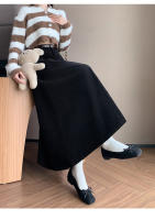 Falda Larga De Corduroy Elegante Para Invierno A-Line Con Cintura Empirica Y Cinturón Amplio Estilo Coreano Moda Feminina - details 21