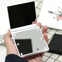 Espejo De Maquillaje Portátil Con Luz Y Aumento 1x 2x 6 LED Plegable De Viaje Pequeño Rosa Negro Blanco Espejo De Belleza - details 2