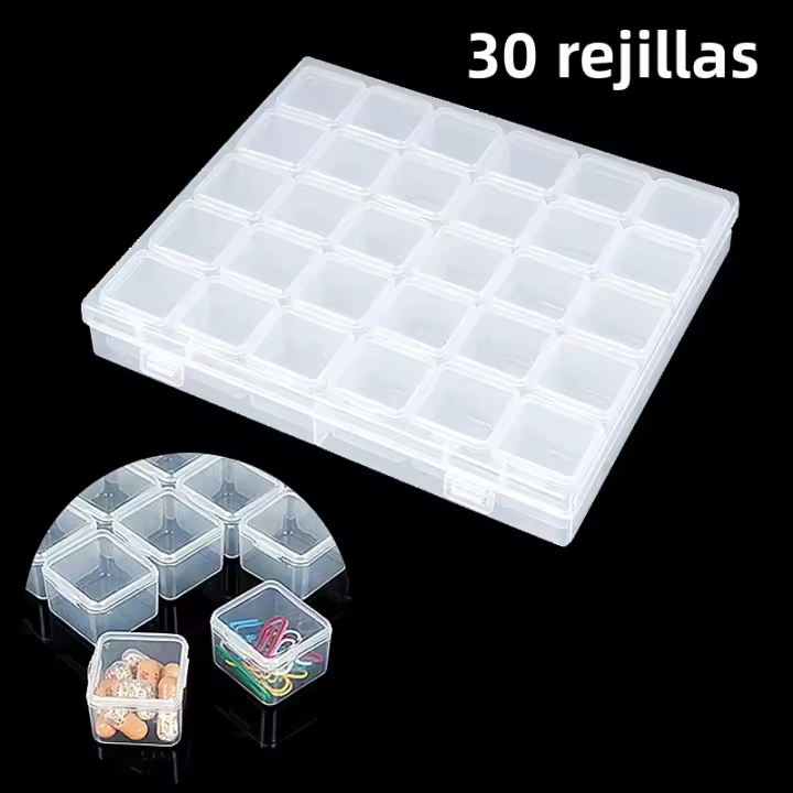 Caja De Diamantes Para Pintura DIY 30 Cuadrículas Caja De Almacenamiento Para Joyería Y Uñas Contenedor De Herramientas De Arte - 1