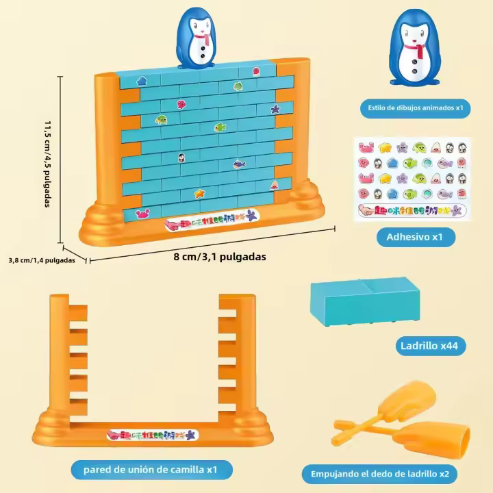 Juego De Mesa Penguin Para Dos Jugadores Juguete Montessori De Construcción Y Empujar Muros Para Interacción Padre-Hijo Regalo Para Niños - 1