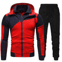 Traje De Deporte Casual Para Hombre Con Capucha Y Cremallera Pantalones Y Sudadera 2 Piezas Running Fitness Suéter De Punto Completo - details 5