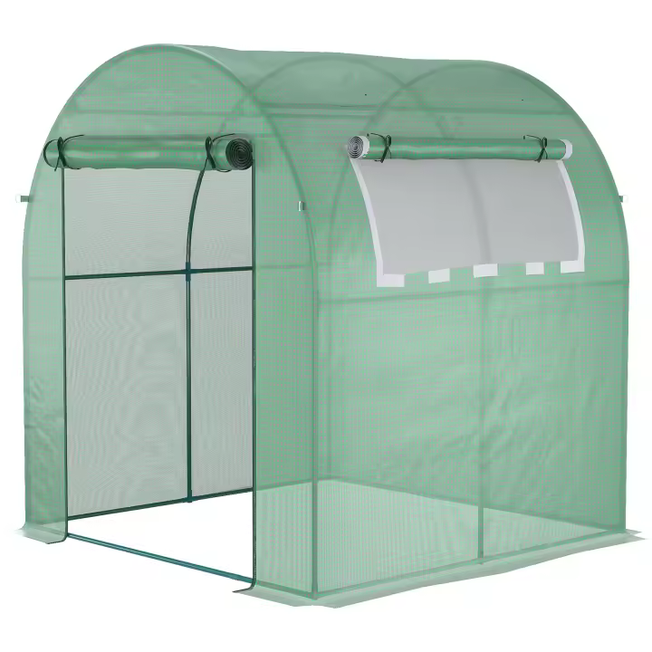 Outsunny Invernadero de Jardín 180x180x200 cm Invernadero de Túnel Pequeño con Puerta Enrollable y Ventana de Malla para Cultivar Plantas Flores - 1