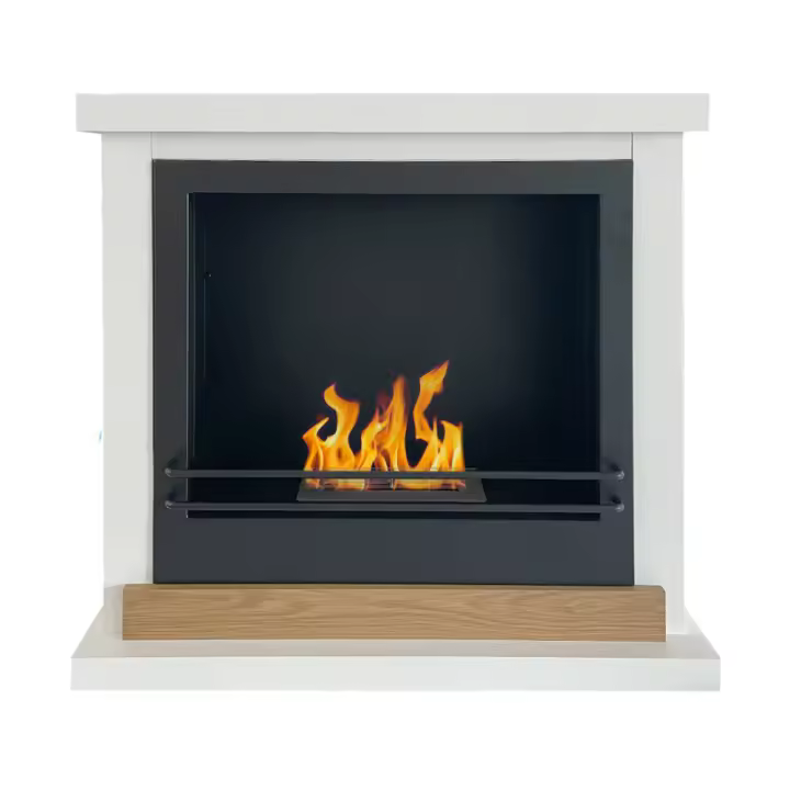 Chimenea de Bioetanol Estocolmo biochimenea de suelo en Madera Blanca L75xP24xH68 cm - 1