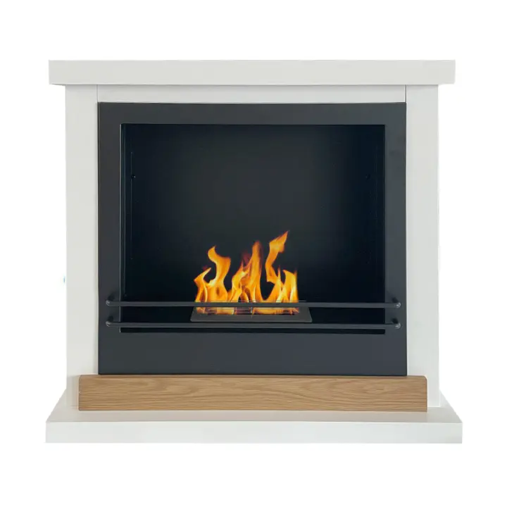 Chimenea de Bioetanol Estocolmo biochimenea de suelo en Madera Blanca L75xP24xH68 cm - 1