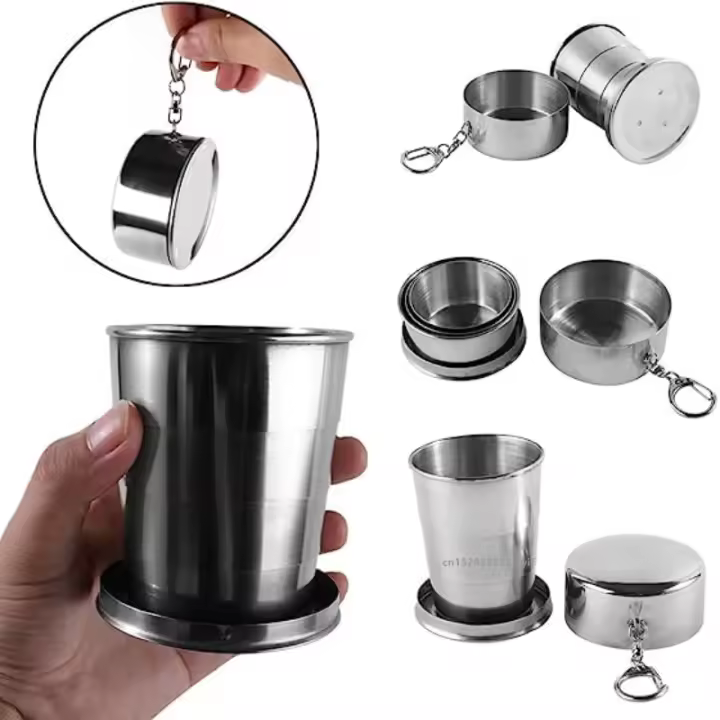 Taza De Acero Inoxidable Plegable Para Té Con Llavero 75ml/150ml/250ml Telescopio Portátil Para Viajes Y Camping - 1