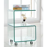 Mesa Auxiliar De Cristal Curvado Con Ruedas- 40 x 40 cm - DECOLUNAHOME - details 1