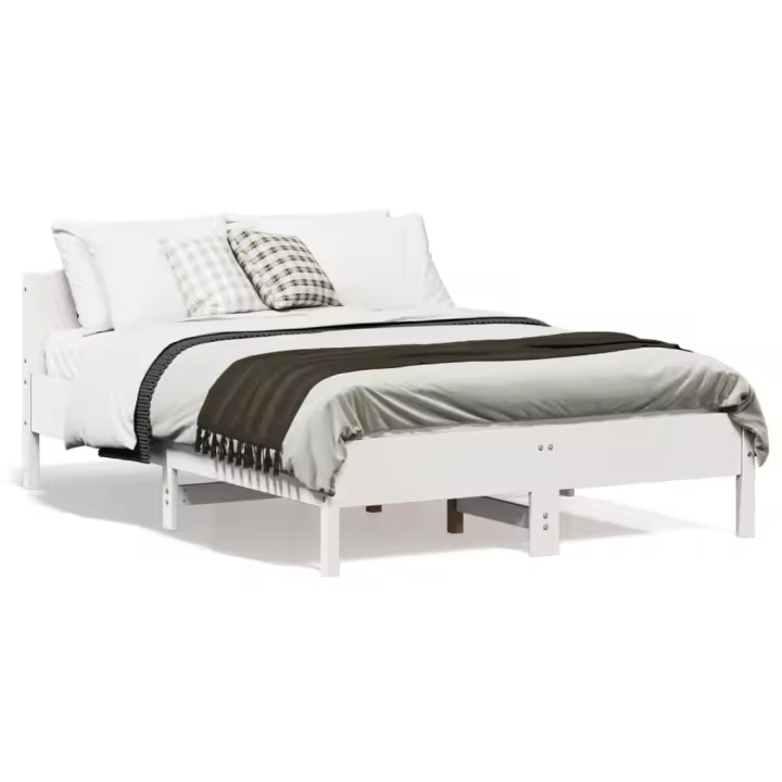 Estructura de cama sin colchón madera maciza blanca 120x190 cm - 1