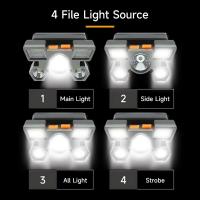 Lámpara De Cabeza KDULIT 5LED Con Luz Fuerte Recargable USB Y Batería Integrada 18650 Para Pesca Y Luz De Camping - details 4