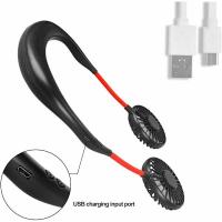 Ventilador portáthil de Cuello, mini VENTILADOR DE Cuello recargable por USB with Luz LED, 3 velocicidades, Doble cabecero de Viento, aire libre para Oficina, Viajes y - details 2