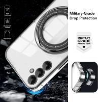 Funda Transparente Magnética Para Samsung Galaxy A55 A25 A35 A15 A05 S A54 A34 A24 A14 A53 A23 A52 Con Anillo Soporte Platinado Compatible Con Carga Inalámbrica Magsafe Protección De Cámara - details 3