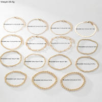 Set De 15 Pulseras Retro Punk Cubanas Para Mujer Elegantes De Color Oro Con Cuentas Huecas CCB Ajustables Moda Hip Hop Joyería - details 6