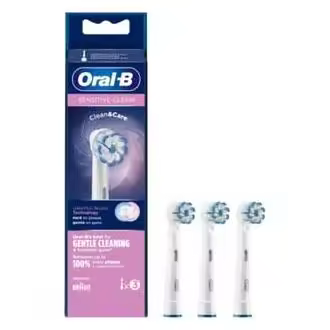 Oral B Recambio Sensitive Clean 3Uds - Limpieza Más Suave - Elimina Hasta un 100% Más Placa - Encías Más Sanas - Cabezal Redondo y Cerdas Ultrafinas - 1