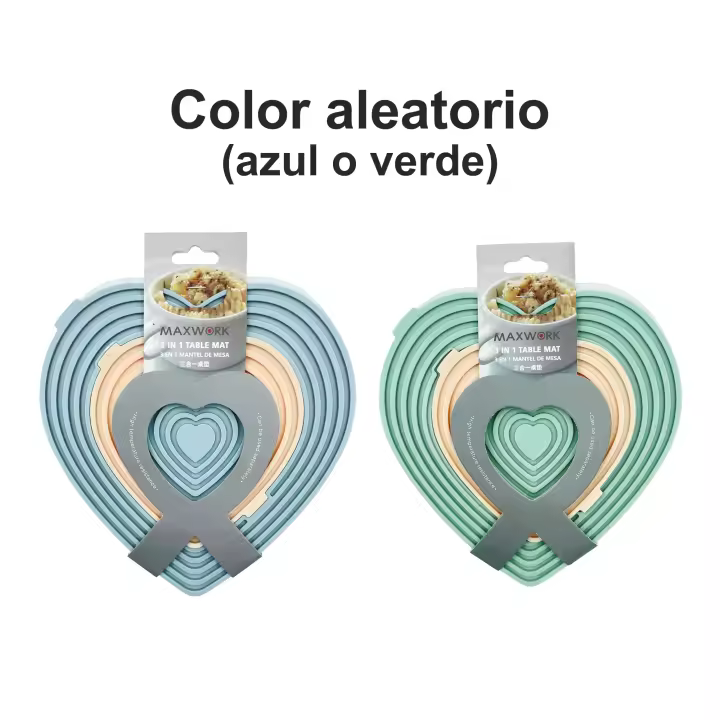 MAXWORK 3 en 1 Salvamanteles modular silicona, mantel de mesa antideslizante en forma de corazón 19x19cm, posavasos para platos calientes (color aleatorio) - 1