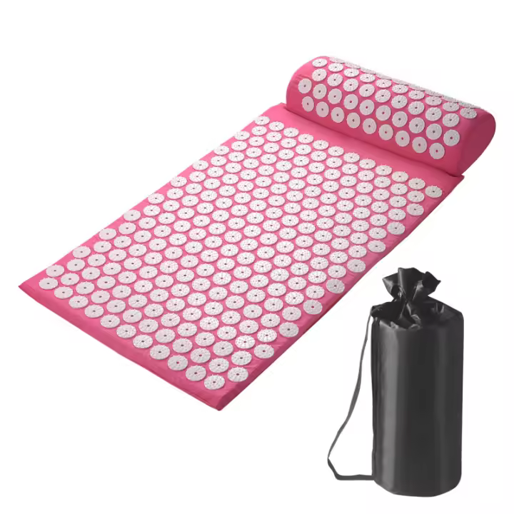 PORCHEDDU Esterilla de yoga, Kit de acupresión, juego de Esterilla de acupresión, almohada y Bolsa de acupresión, Alivia Cuello de espalda y el polvo, relaja Los Músculos - 1